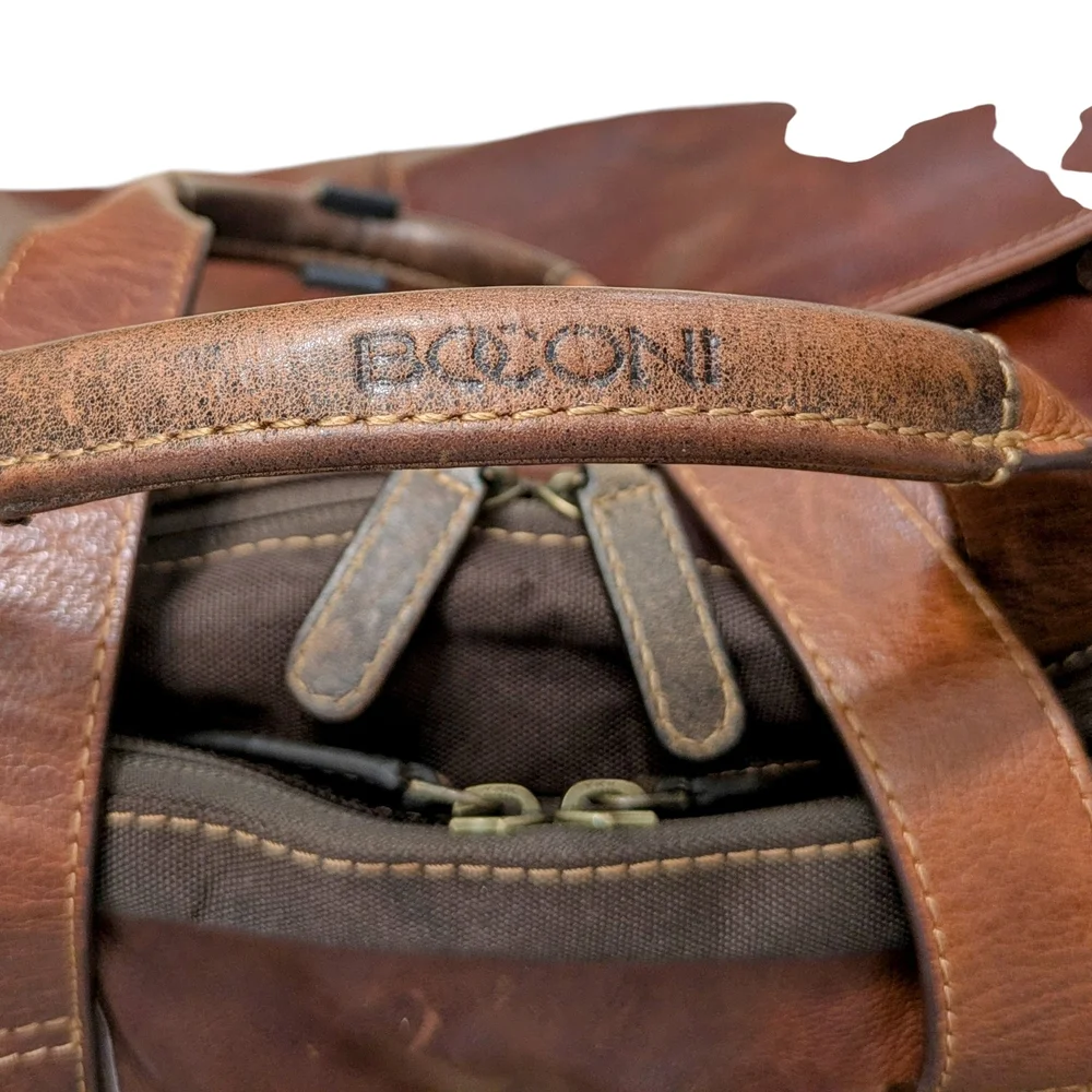 BOCONI GRATH LEATHER ALL IN ONE SUITCASE, LAPTOP, CARRY, ADJUSTABLE STRAP BAG